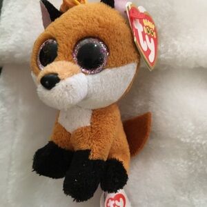 Ty Beanie Boos Fox Plush - Orange and Black